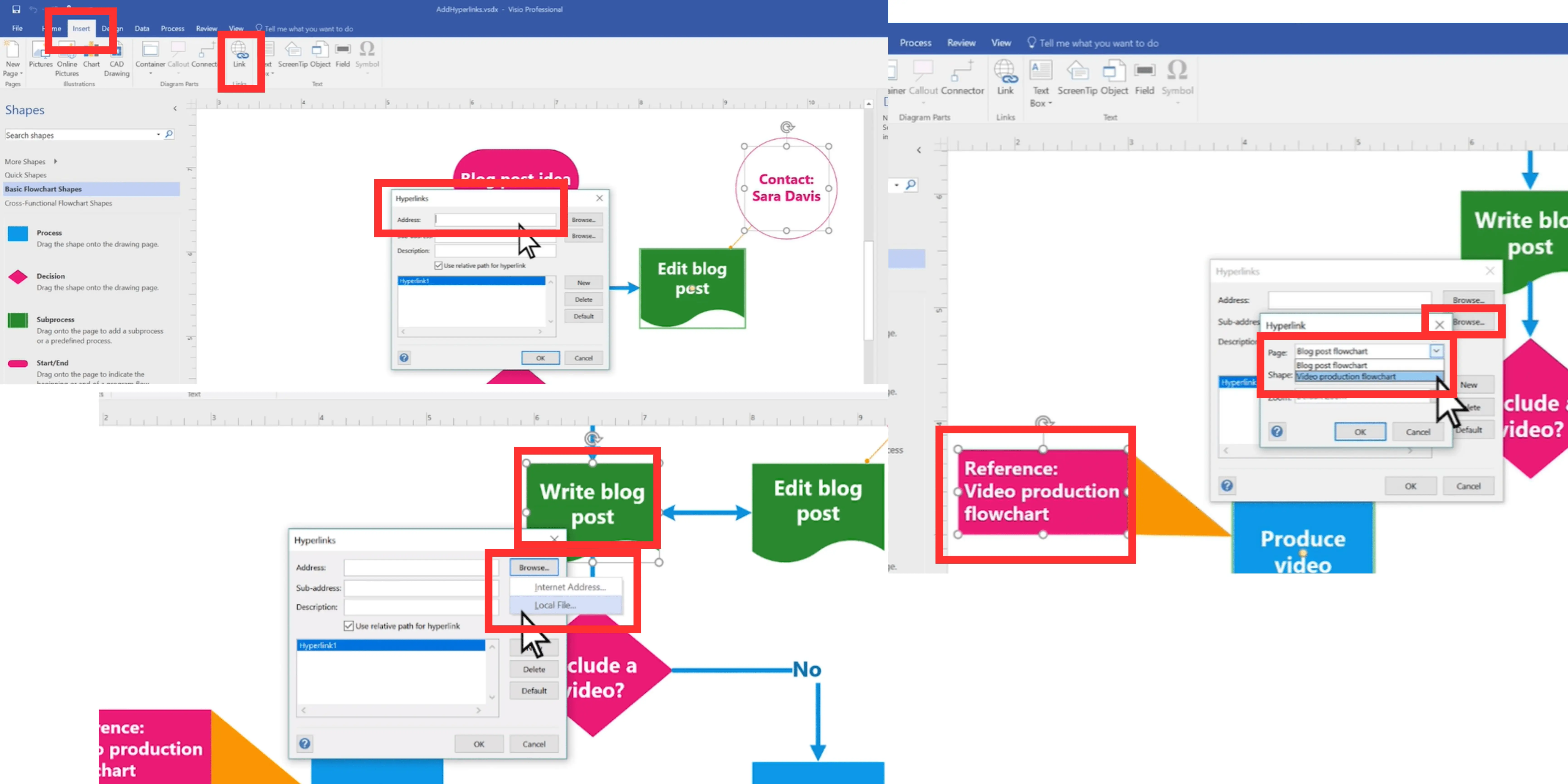 Membuat kotak menu navigasi di Microsoft Visio